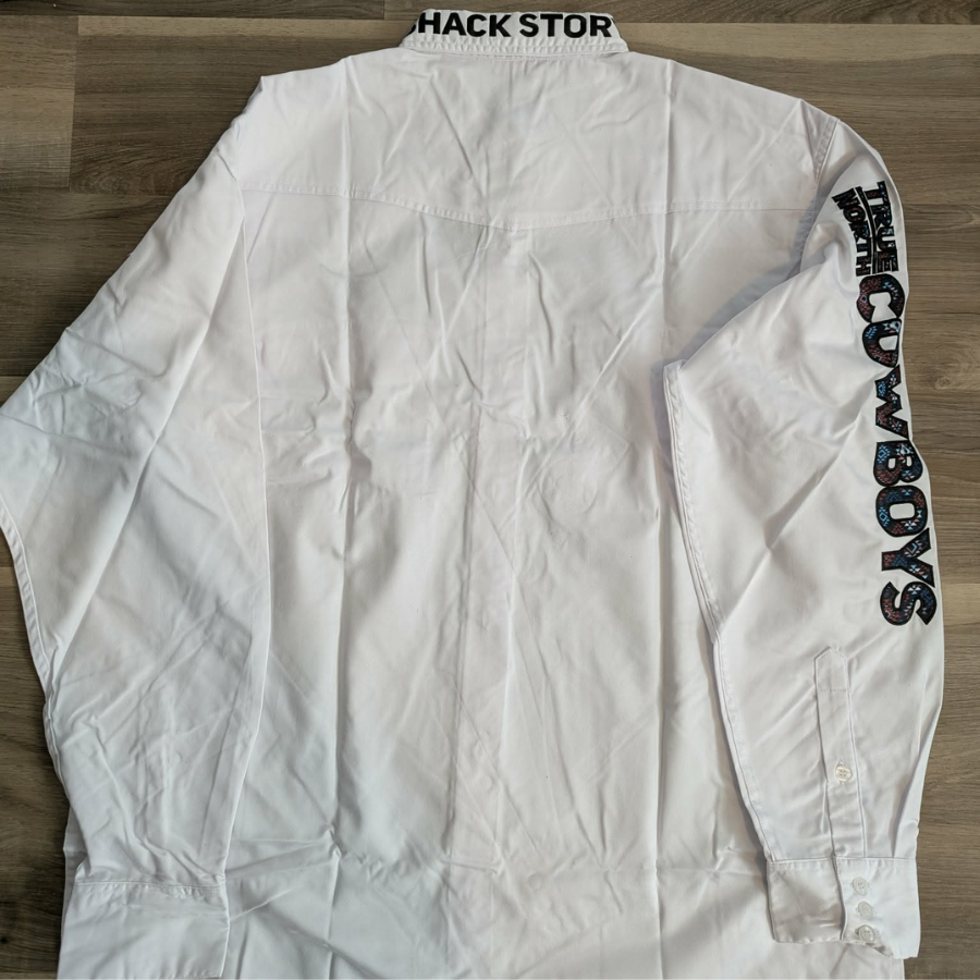White Long sleeves Button Cowboy Shirt