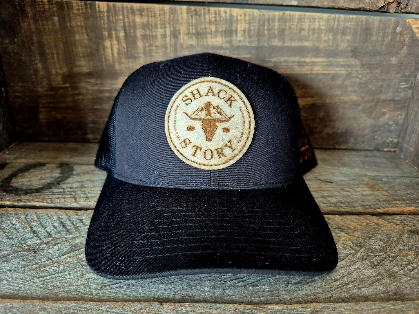 Cap | Shack Story Cowhide Round Laser Patch | Black