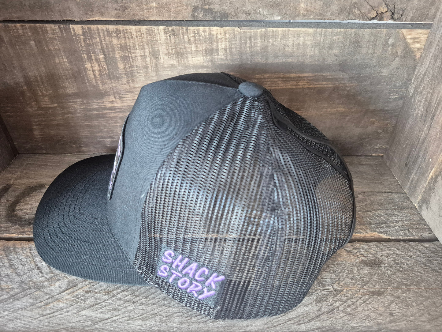Cap Ponytail | Purple Aztec Patch | Black