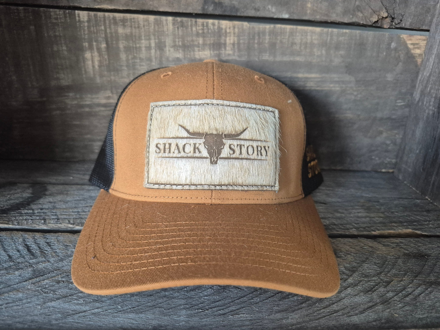 Cap | Shack Story Cowhide Round Laser Patch | Caramel