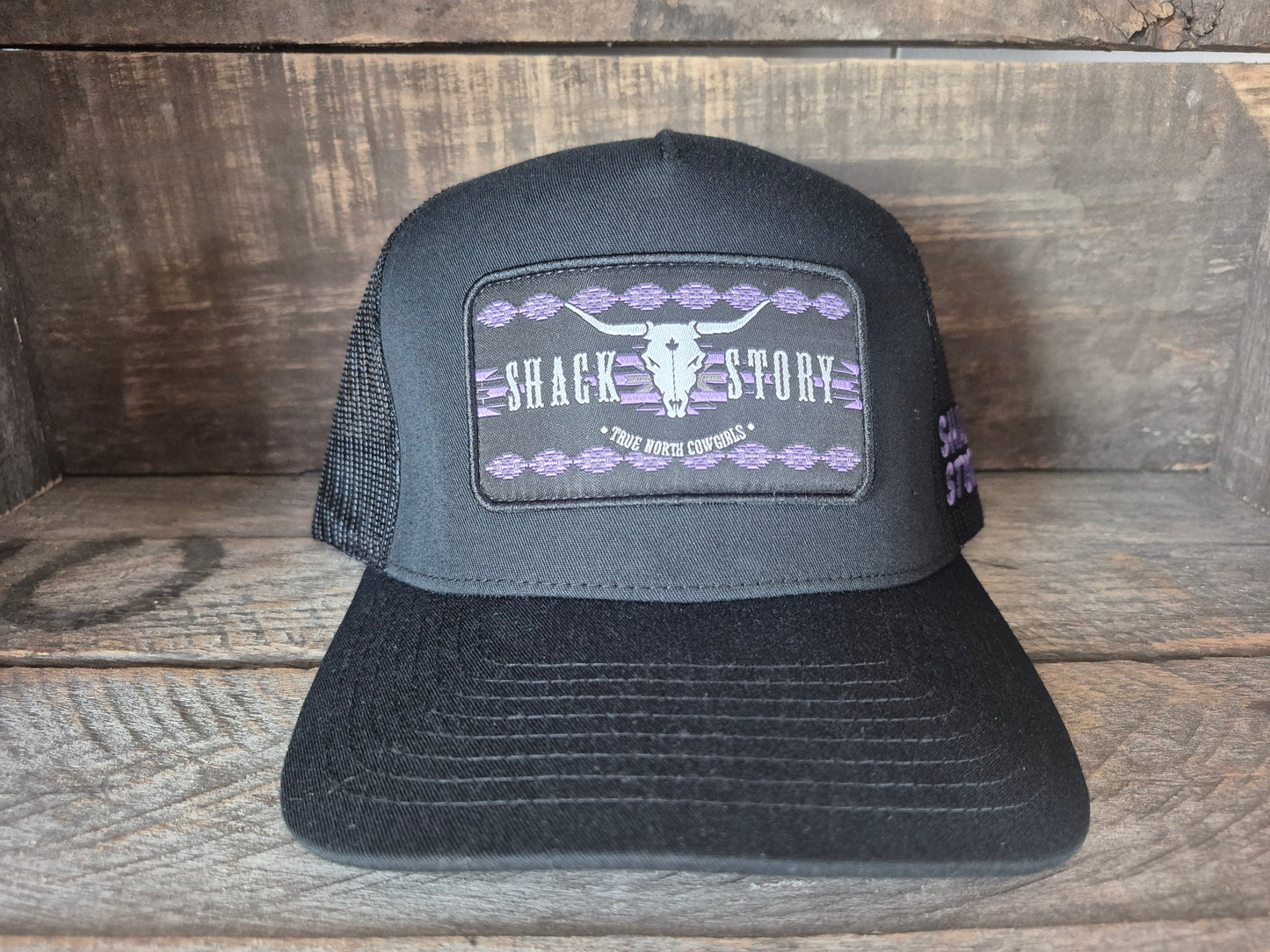 Cap Ponytail | Purple Aztec Patch | Black