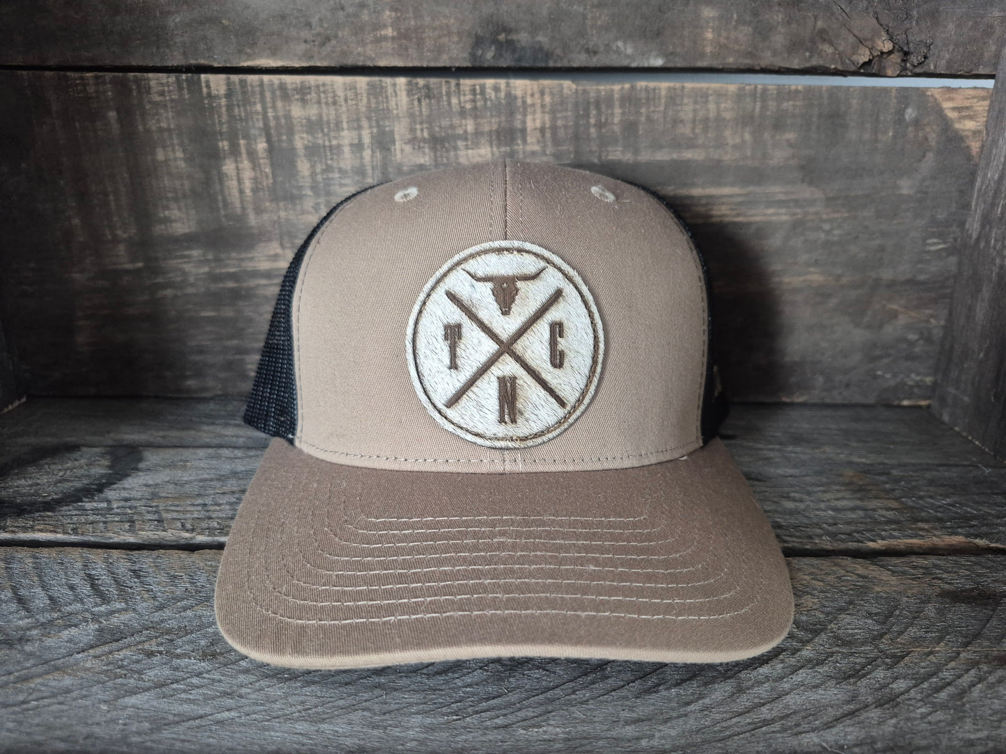 Cap | Shack Story Cowhide Laser Patch round| Taupe