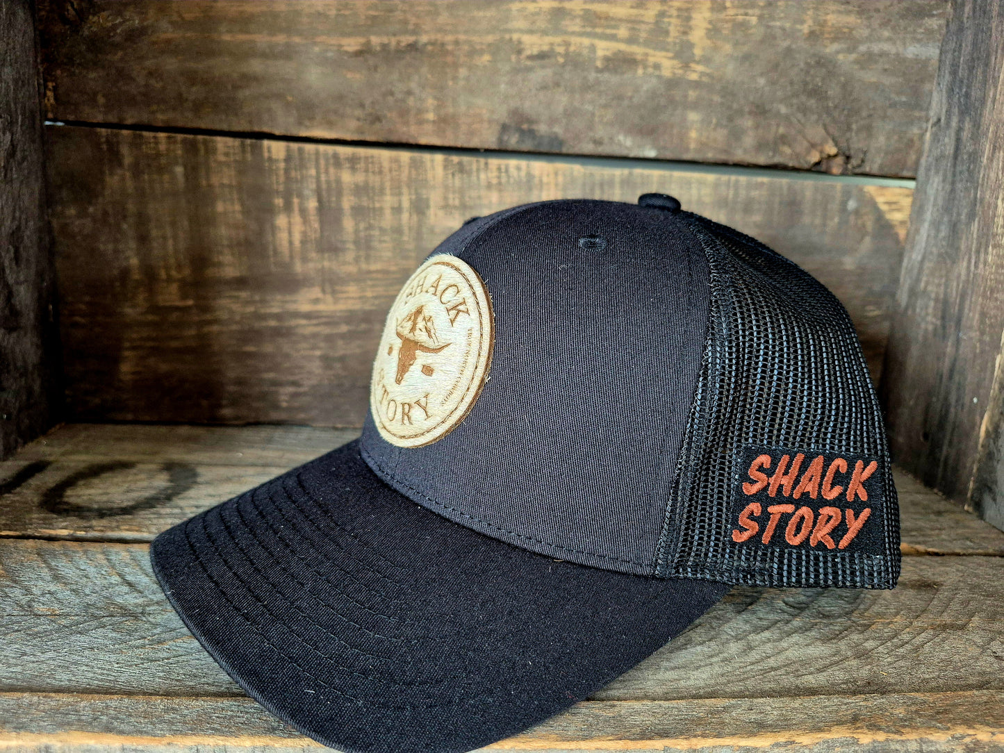 Cap | Shack Story Cowhide Round Laser Patch | Black