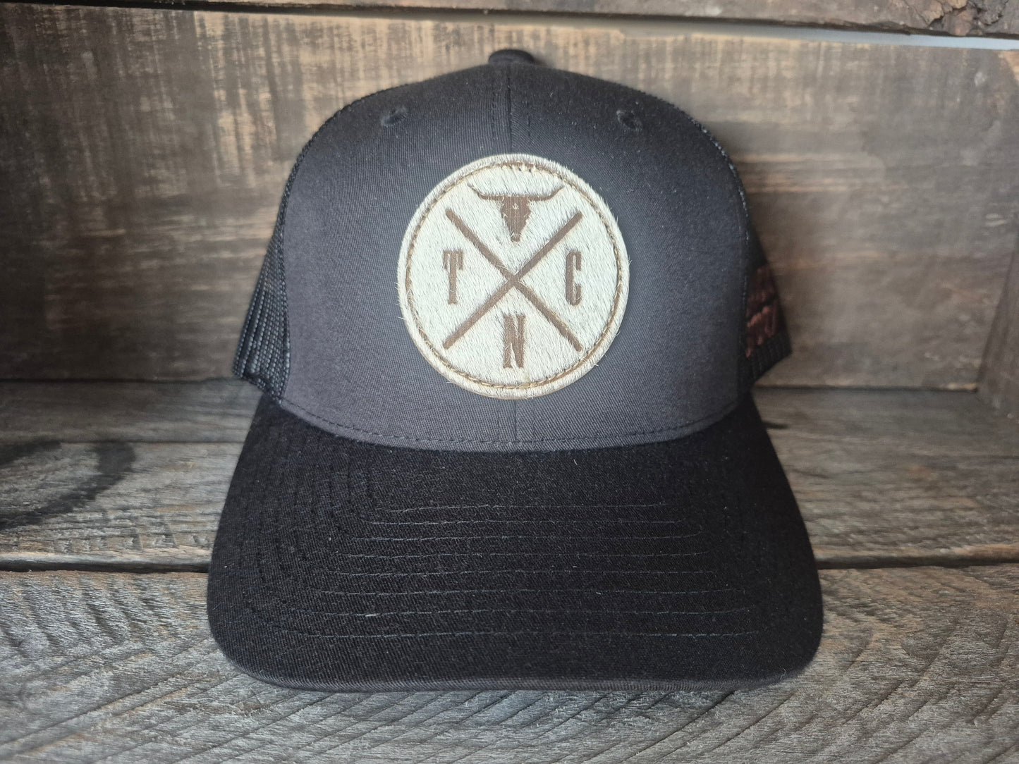 Cap | Shack Story Cowhide Round Laser Patch | Black