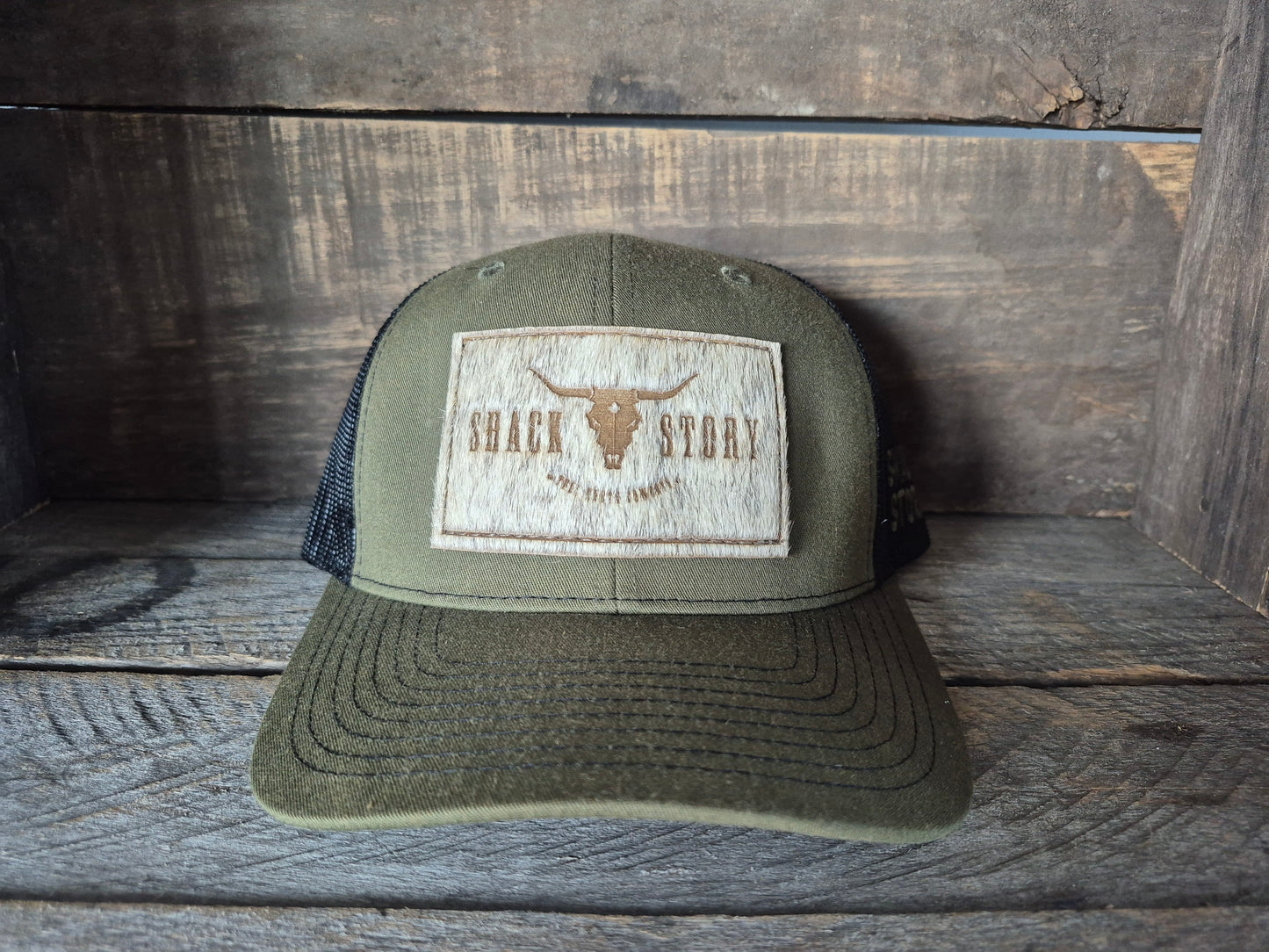 Cap | Shack Story Cowhide Laser Patch | Green / Black