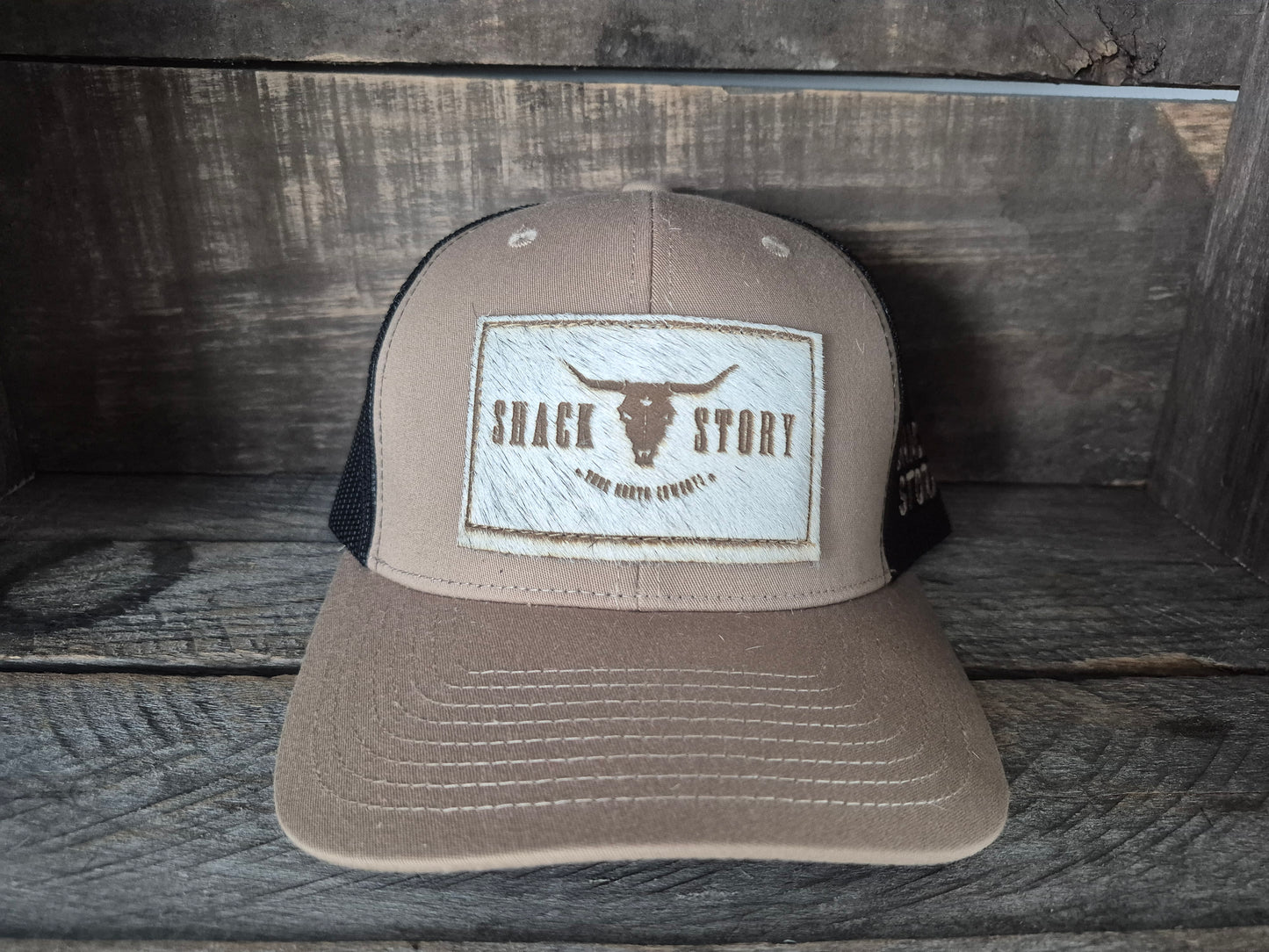 Cap | Shack Story Cowhide Laser Patch rectangle | Taupe