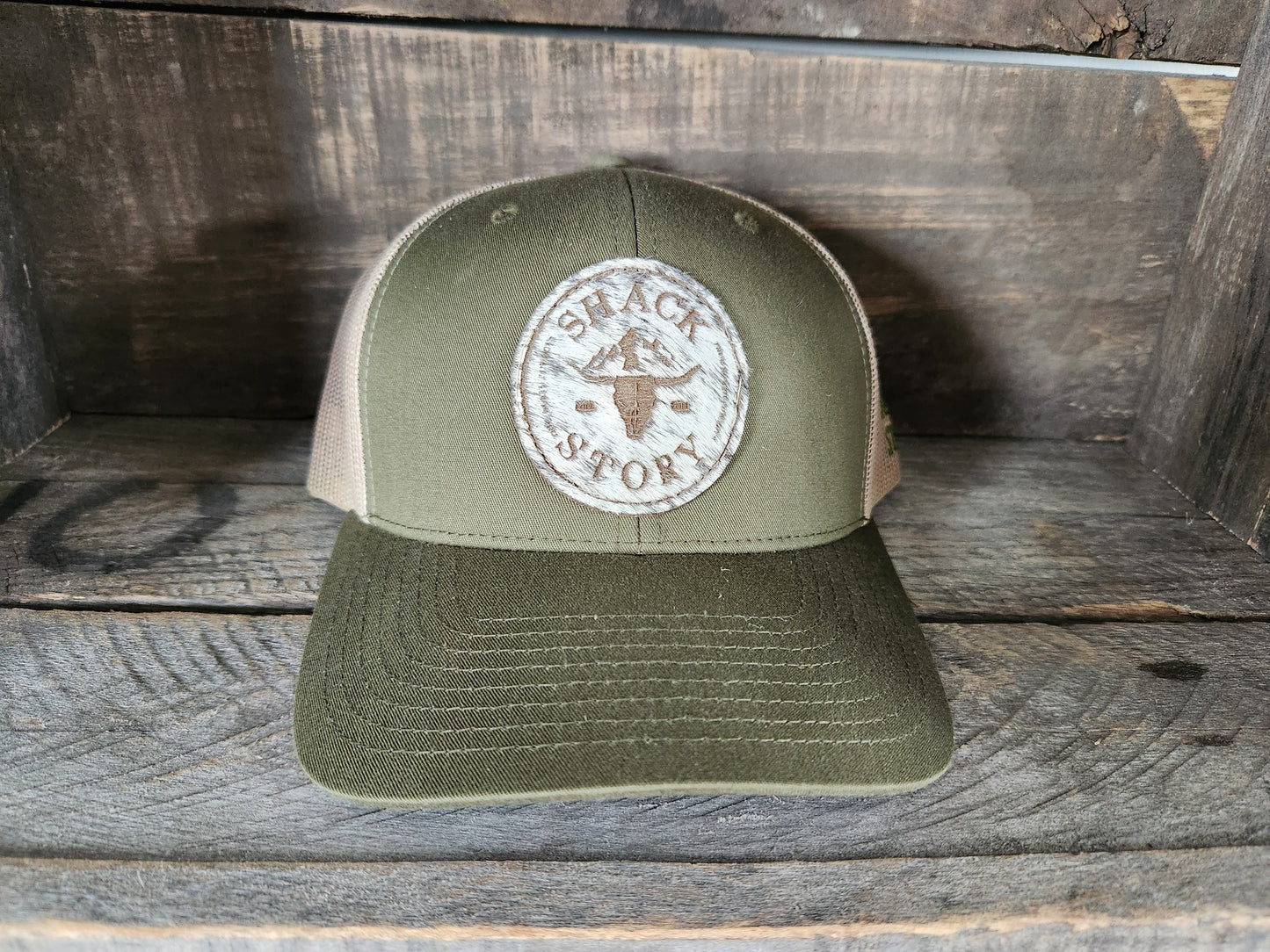 Cap / Shack Story Cowhide Round Laser Patch - Green