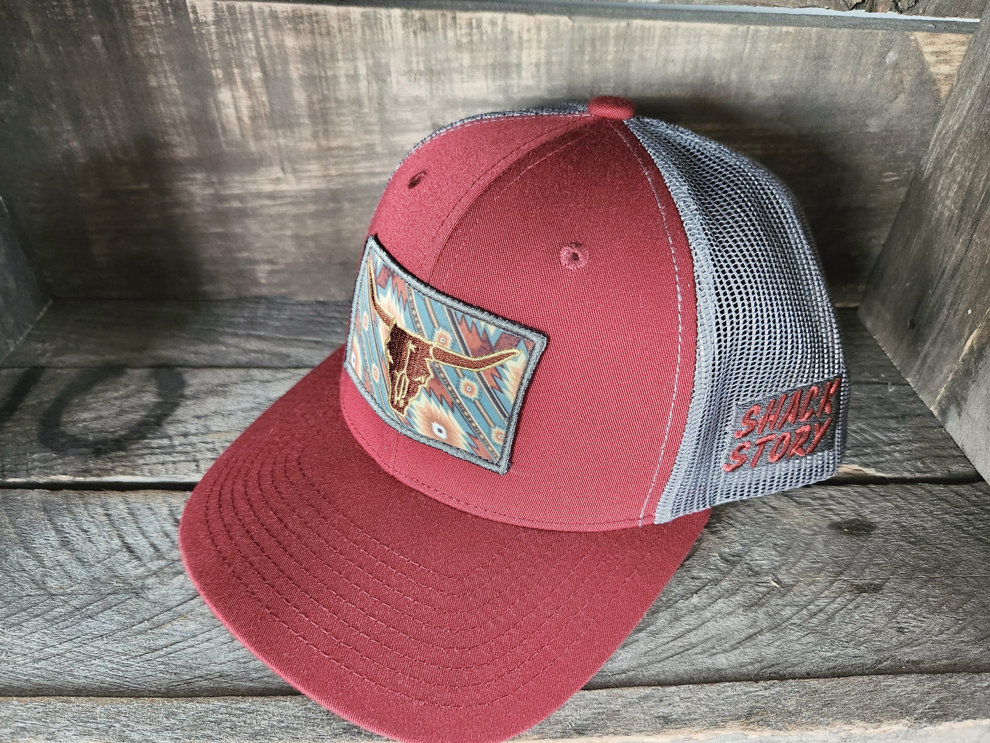 Cap / Shack Story Southwestern Patch - Burgundy