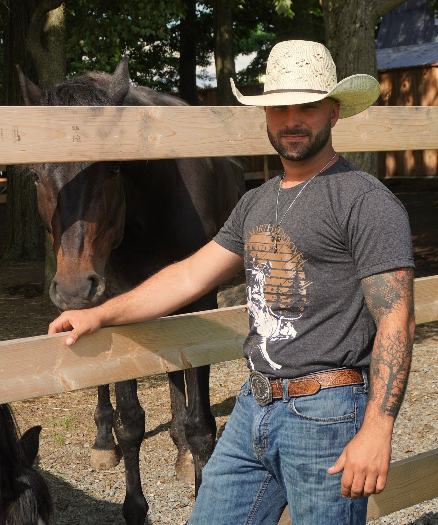 T-Shirt gris True North Cowboy Bull Riding