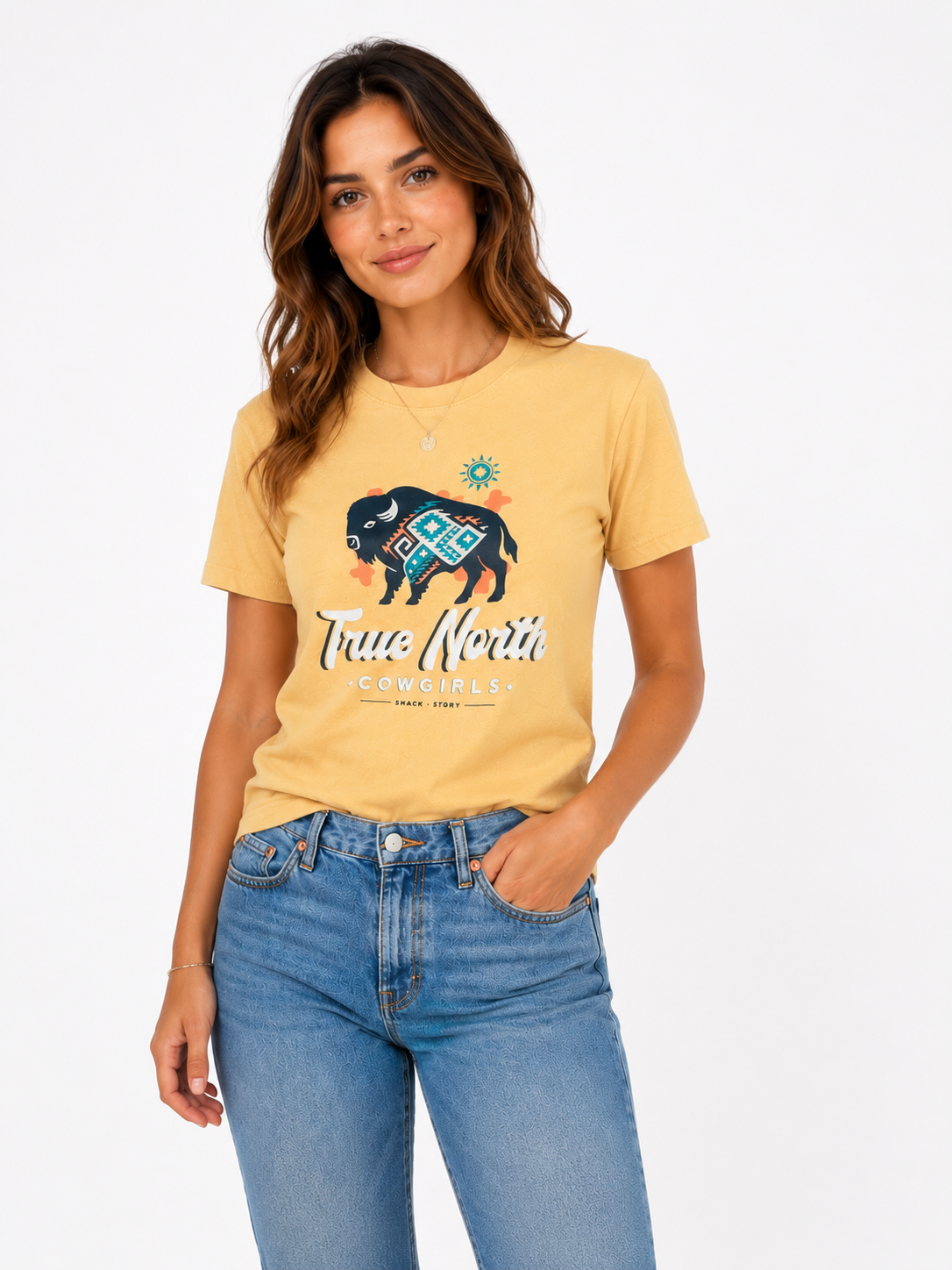 Geometric Buffalo | Yellow T-Shirt | Women