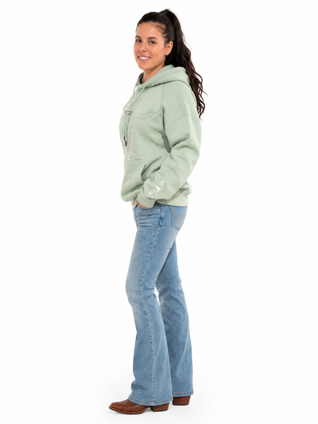 Embossed Skull | Mint Hoodie | Women