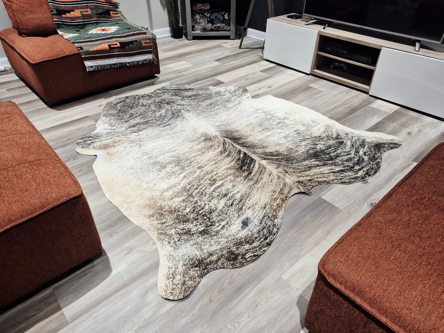 Cowhide rug 6'5 x 5'11'' (R#110)