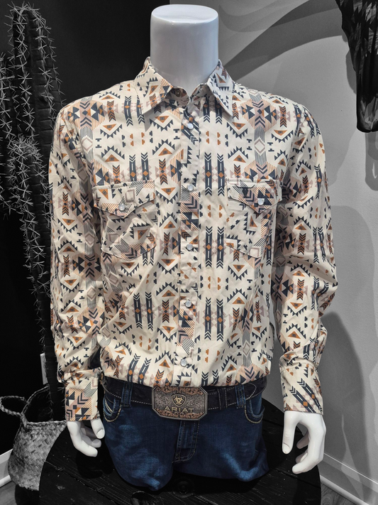 Western Aztec Shirt | Beige | Men