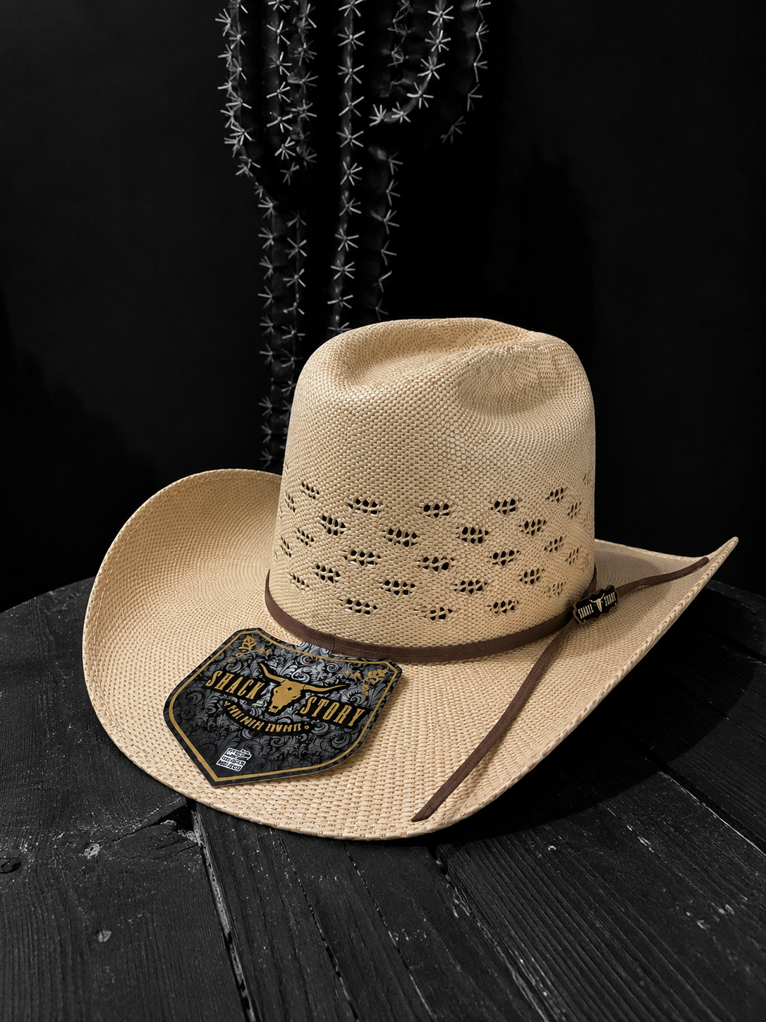 High Crown Straw Cowboy Hat | Brown