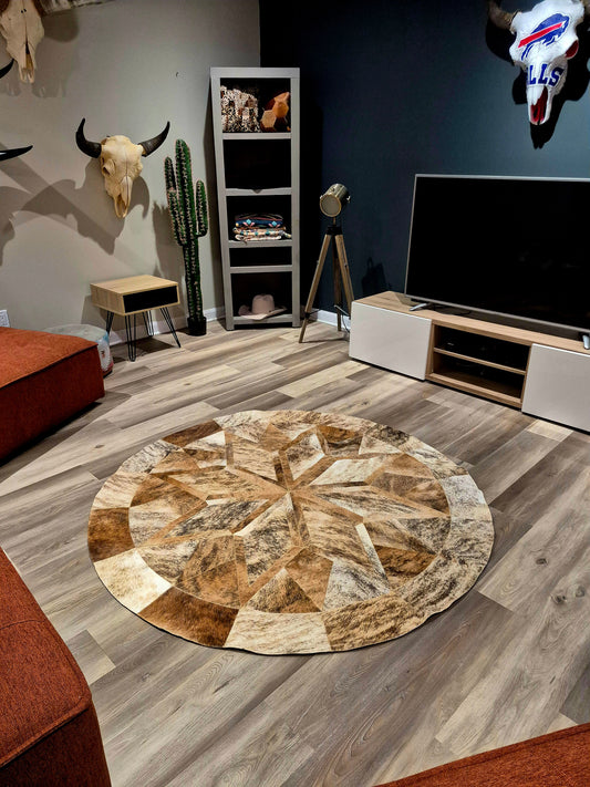 Cowhide rug "patchwork" 5'2" C#4