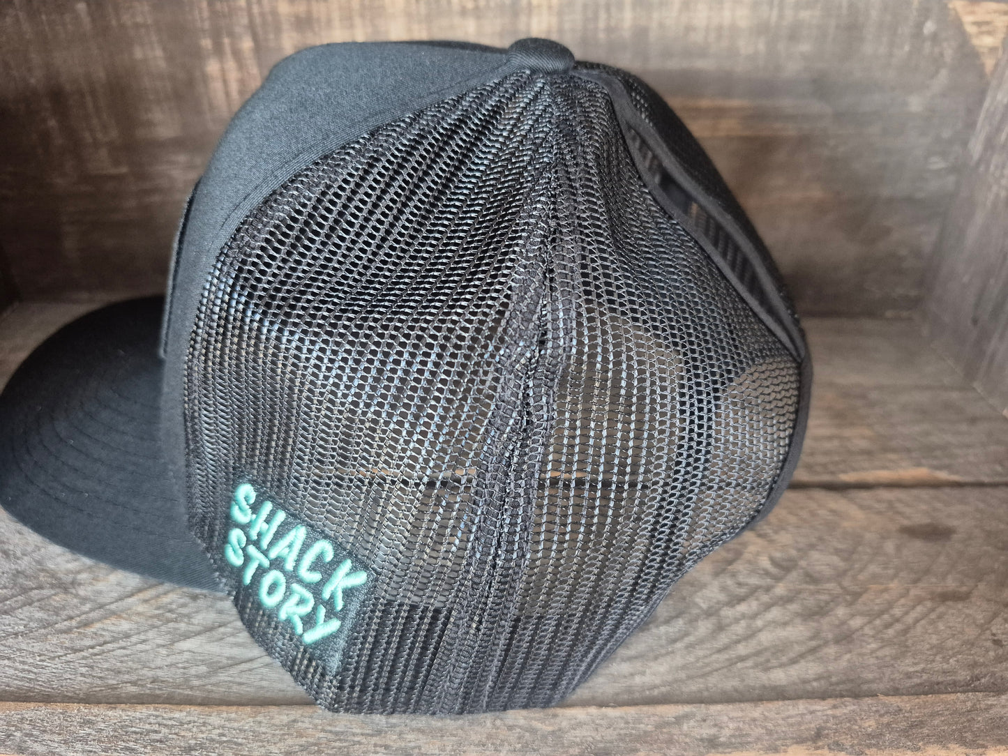 Cap Ponytail | Turquoise Aztec Patch | Black