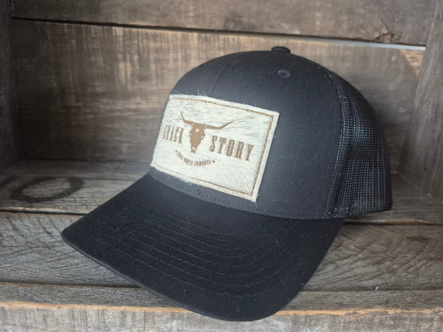 Cap | Shack Story Cowhide Rectangle Laser Patch | Black