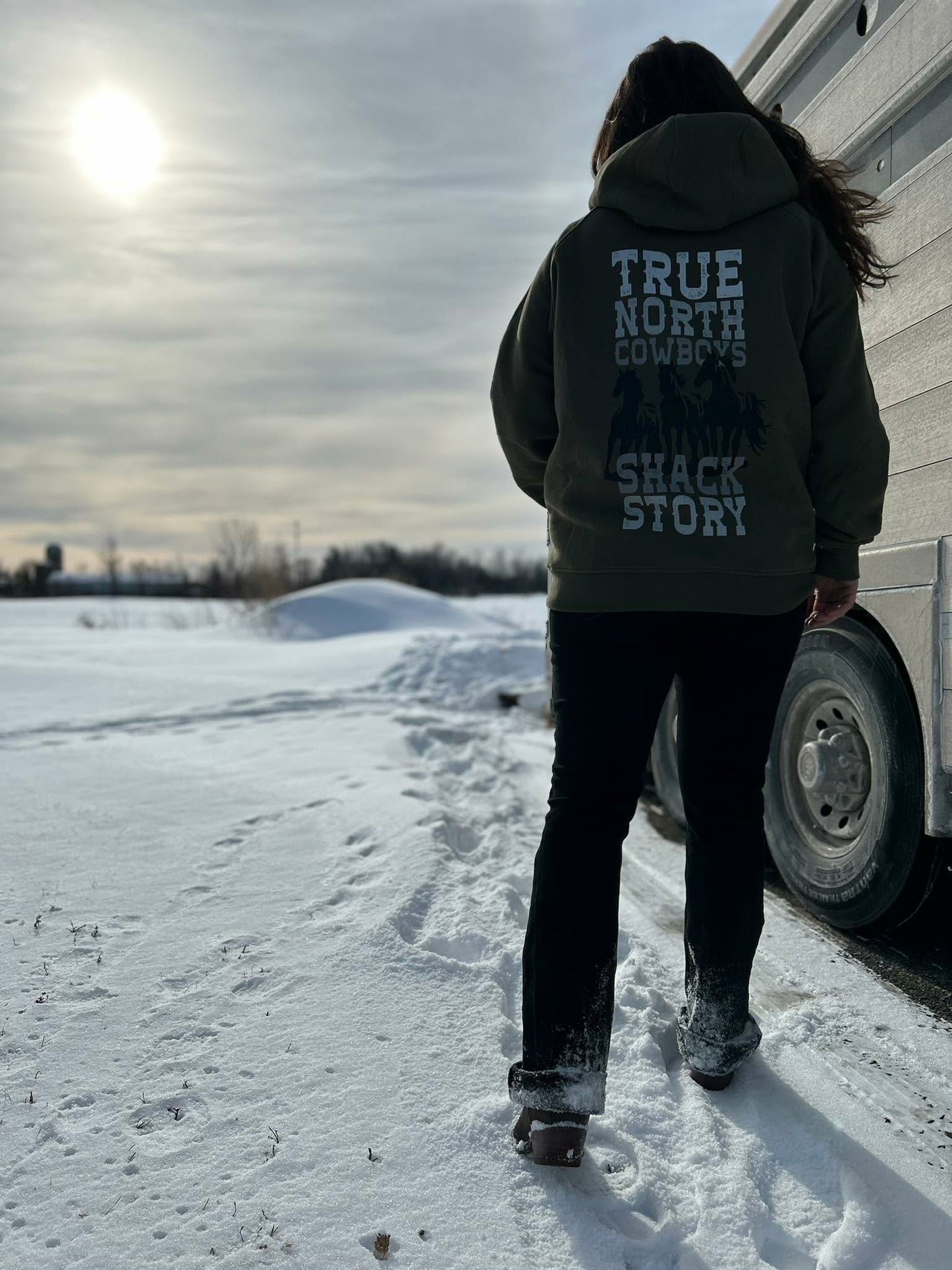 3 Horses | Hoodie Vert | Unisexe