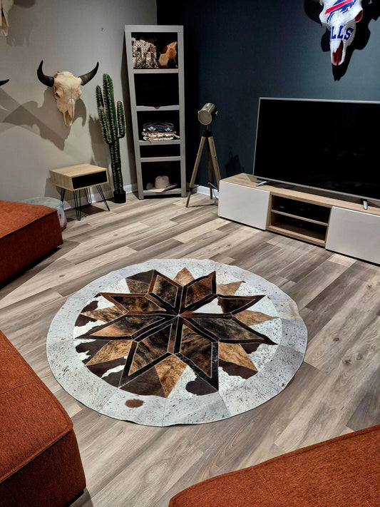 Cowhide rug "patchwork" 5'2" C#5