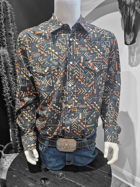 Western Aztec Shirt | Navy | Men