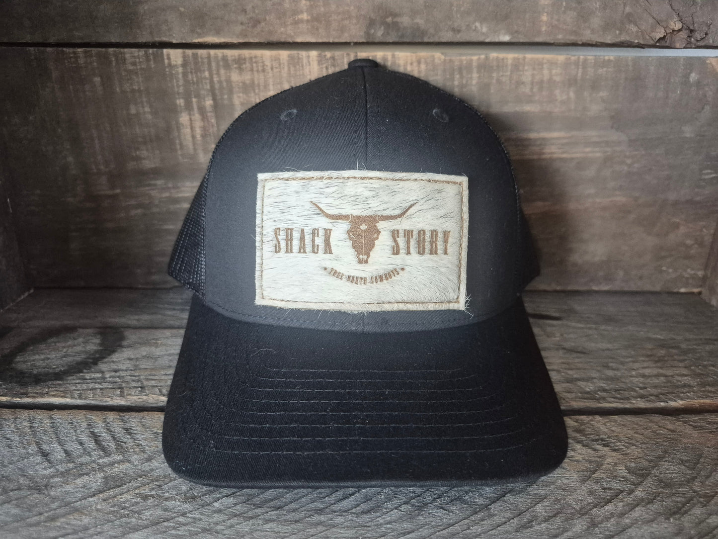 Cap | Shack Story Cowhide Rectangle Laser Patch | Black