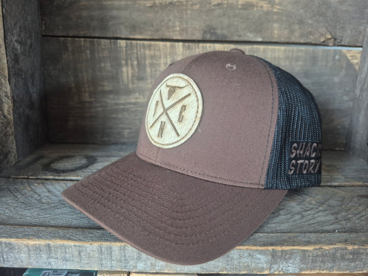 Cap | Shack Story Cowhide Round Laser Patch | Coyote
